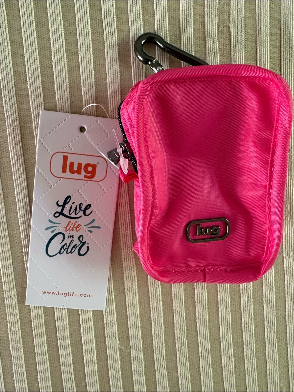 Lug Drizzle Mini Zip Storage Pouch Bright Pink NWT